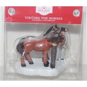 Holiday Time Visiting the Horses Christmas Village Figurine